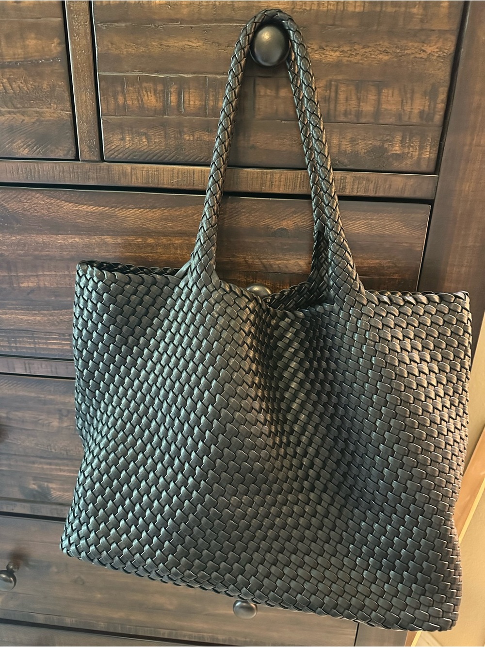 Woven Tote Bag - Black